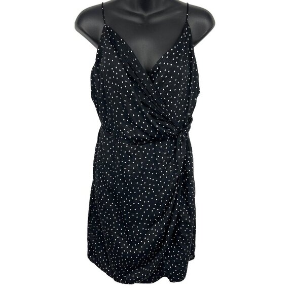 Volcom Madly Yours Dress Black Polka Dot Wrap Medium Modal Adjustable Strap New - Picture 1 of 10